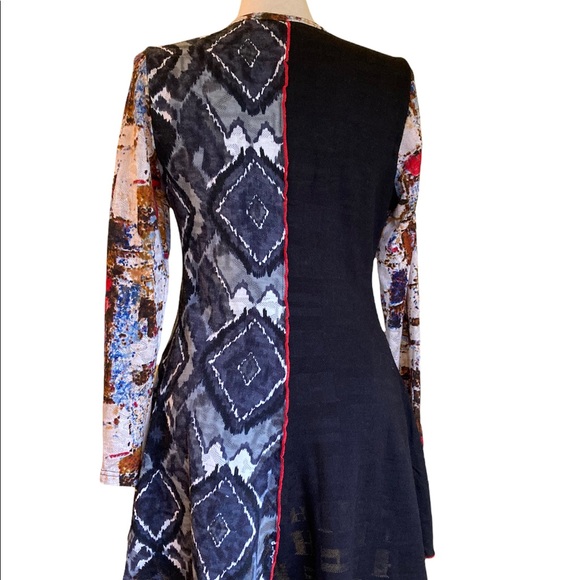 Paris, multicolored tunic, short dress, patchwork, uneven hem, stretchy, L - Picture 5 of 11